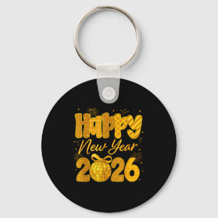 Happy New Year 2026 Eve Party Gold Family Matching Keychain