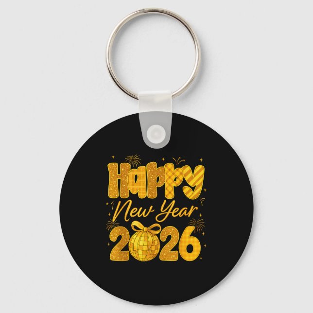 Happy New Year 2026 Eve Party Gold Family Matching Keychain (Front)