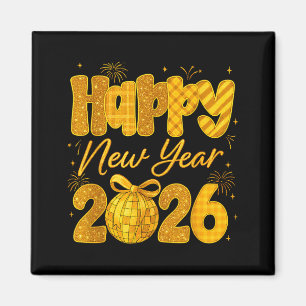 Happy New Year 2026 Eve Party Gold Family Matching Magnet