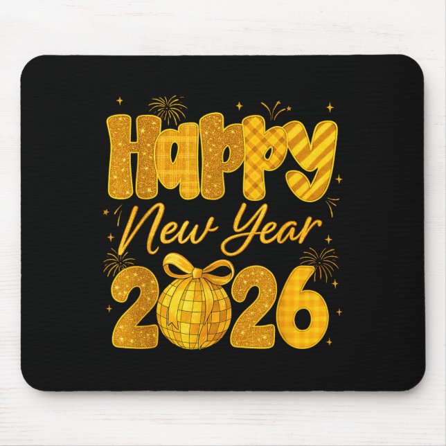 Happy New Year 2026 Eve Party Gold Family Matching Mouse Pad (Front)