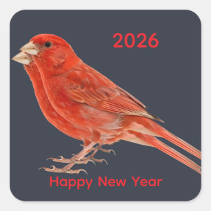 Happy New Year 2026 Festive Christmas Greenery Des Square Sticker