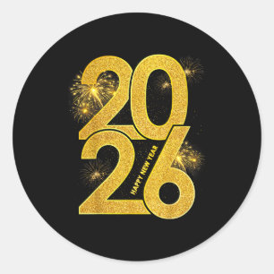Happy New Year 2026 Firework Family Matching Men W Classic Round Sticker