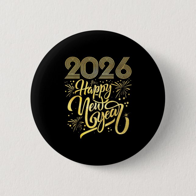 Happy New Year 2026 Fireworks  2 Inch Round Button (Front)