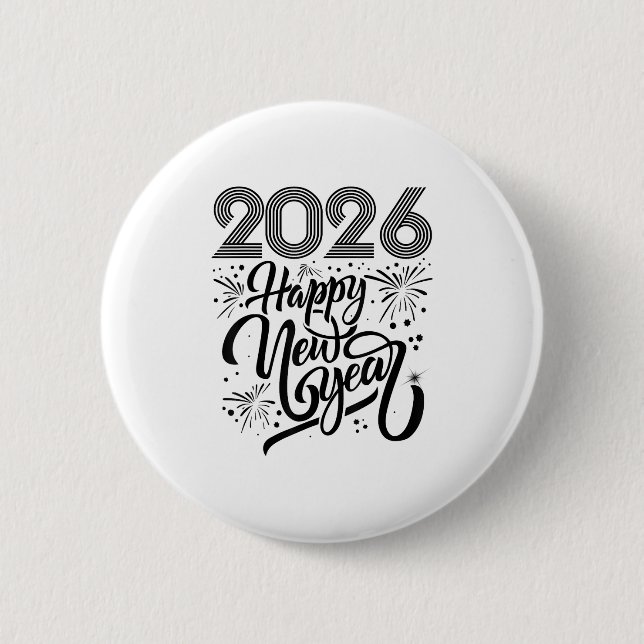 Happy New Year 2026 Fireworks  2 Inch Round Button (Front)
