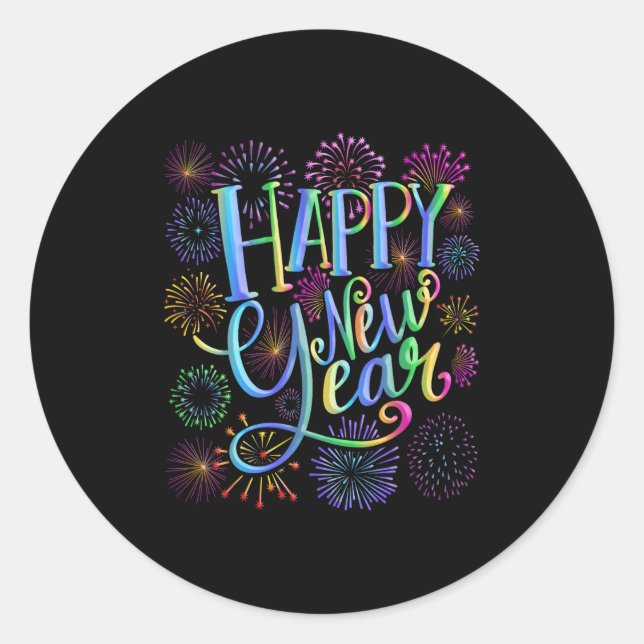 Happy New Year 2026 Fireworks  Classic Round Sticker (Front)