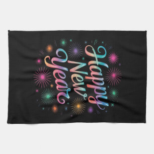Happy New Year 2026 Fireworks Essential Kitchen Towel