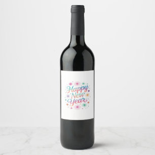 Happy New Year 2026 Fireworks Essential Wine Label