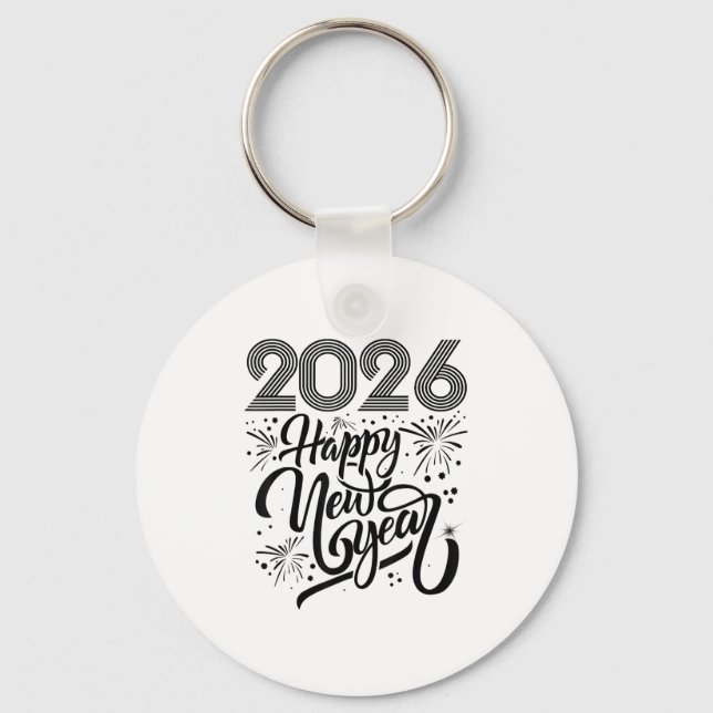 Happy New Year 2026 Fireworks  Keychain (Front)