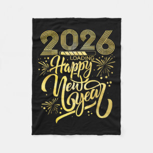 Happy New Year 2026 Fireworks Loading  Fleece Blanket