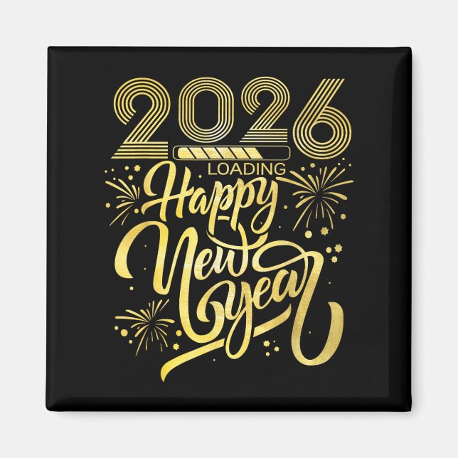 Happy New Year 2026 Fireworks Loading  Magnet (Front)