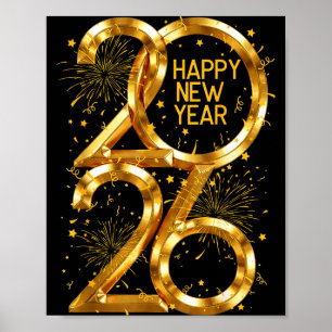 Happy New Year 2026 Fireworks New Year Eve's Nye P Poster