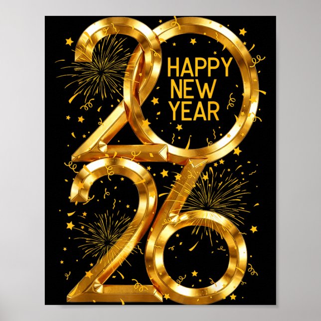 Happy New Year 2026 Fireworks New Year Eve's Nye P Poster (Front)