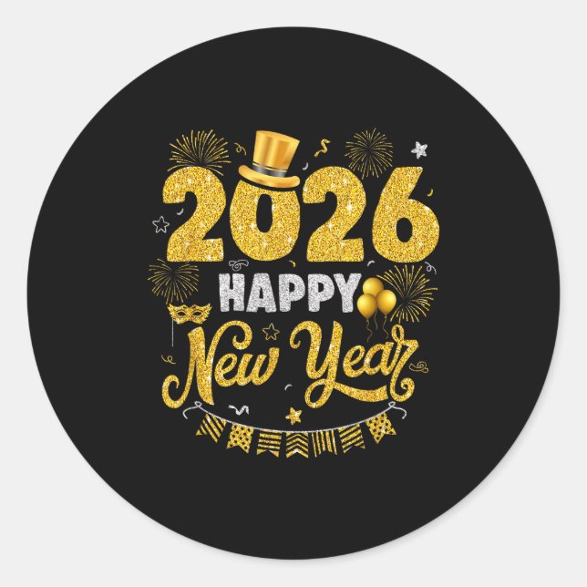 Happy New Year 2026 Fireworks New Years Eve Party  Classic Round Sticker (Front)