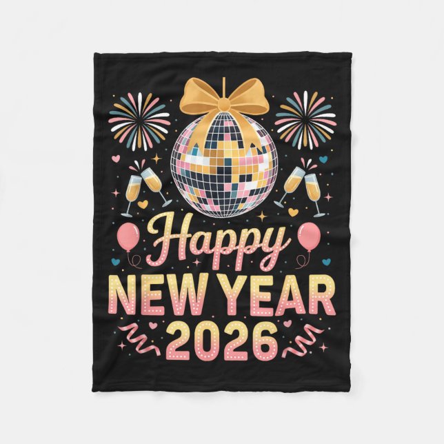 Happy New Year 2026 Fireworks New Year's Eve Party Fleece Blanket (Front)
