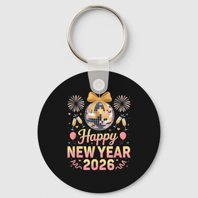 Happy New Year 2026 Fireworks New Year's Eve Party Keychain (Front)
