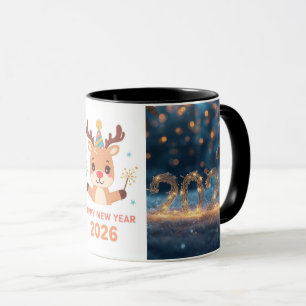 happy new year 2026  fox & reindeer coffee mug