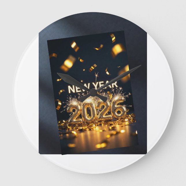 Happy New Year 2026 – Fresh Start, New Hopes Greet Large Clock (Front)