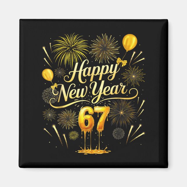 Happy New Year 2026 Funny 67 Six Seven Meme Gen Al Magnet (Front)