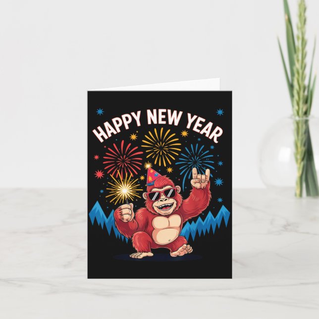 Happy New Year 2026 Funny Kids Bigfoot Lovers Part Card (Front)