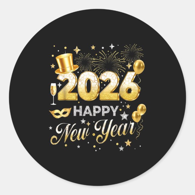 Happy New Year 2026 Funny New Years Eve Party Men  Classic Round Sticker (Front)