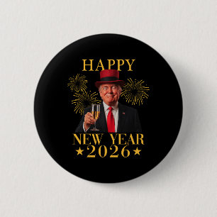Happy New Year 2026 Funny President Trump Firework 2 Inch Round Button