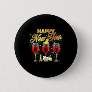 Happy New Year 2026 Gles Of Wine Fireworks New Yea 2 Inch Round Button