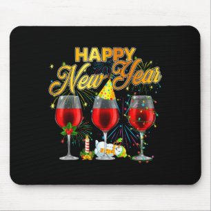 Happy New Year 2026 Gles Of Wine Fireworks New Yea Mouse Pad
