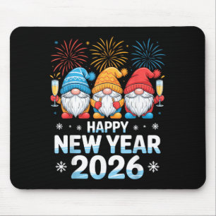 Happy New Year 2026 Gnome Cute Holiday Celebration Mouse Pad