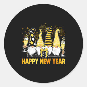 Happy New Year 2026 Gnomes Drinking Champagne New  Classic Round Sticker