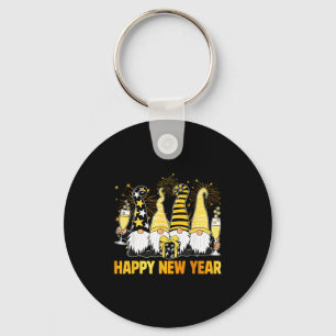 Happy New Year 2026 Gnomes Drinking Champagne New Keychain
