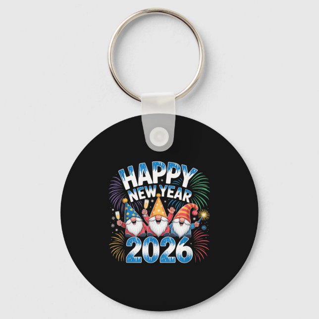Happy New Year 2026 Gnomes Family Party New Years  Keychain (Front)