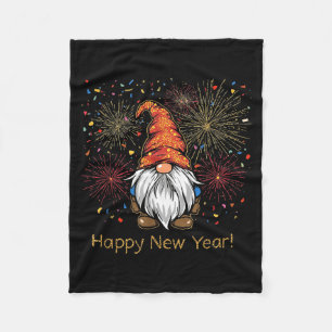 Happy New Year 2026 Gnomes Fireworks Confetti  Fleece Blanket