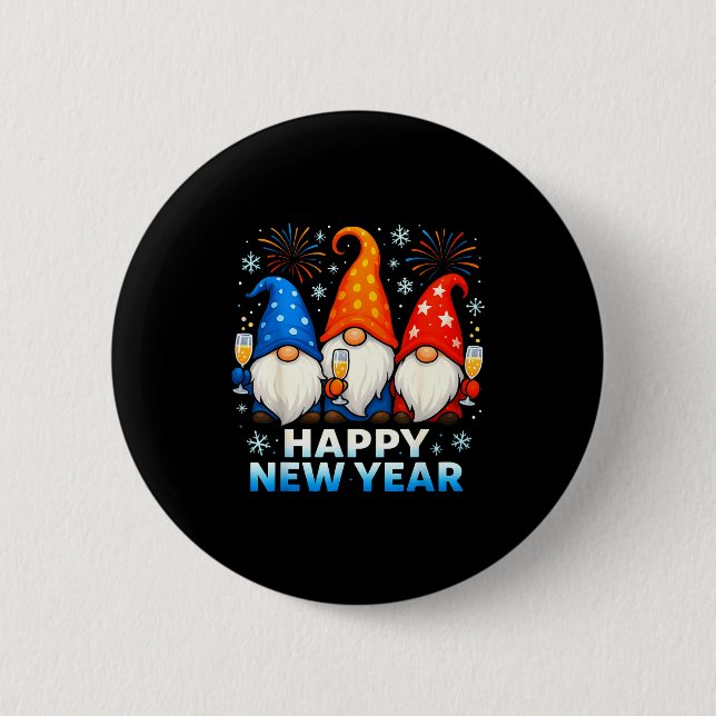 Happy New Year 2026 Gnomes Matching Family New Yea 2 Inch Round Button (Front)