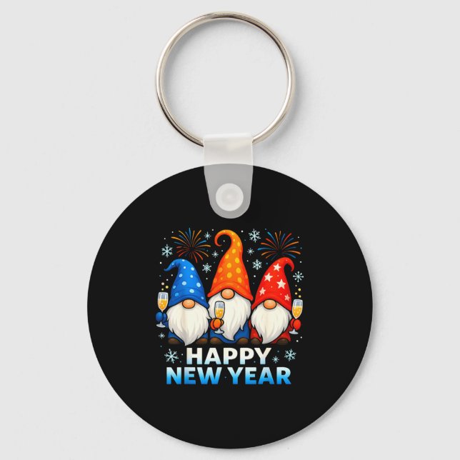 Happy New Year 2026 Gnomes Matching Family New Yea Keychain (Front)