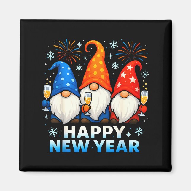 Happy New Year 2026 Gnomes Matching Family New Yea Magnet (Front)