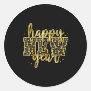 Happy New Year 2026 Gold Leopard Countdown Party F Classic Round Sticker