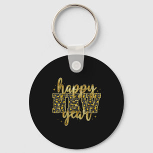 Happy New Year 2026 Gold Leopard Countdown Party F Keychain