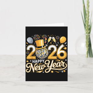 Happy New Year 2026 Gold Party Celebration Gift Card