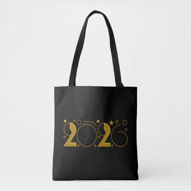 Happy New Year 2026 gold Tote Bag (Front)