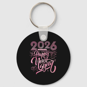 Happy New Year 2026 Loading Fireworks  Keychain