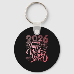 Happy New Year 2026 Loading Fireworks Party  Keychain