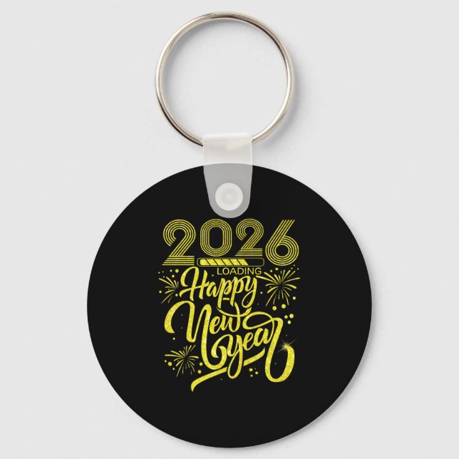 Happy New Year 2026 Loading Fireworks Party Premiu Keychain (Front)