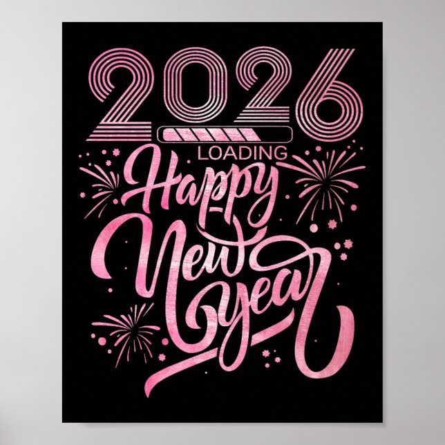 Happy New Year 2026 Loading Fireworks Premium  Poster (Front)
