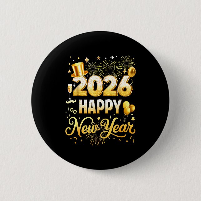 Happy New Year 2026 New Year Party Ballon Family M 2 Inch Round Button (Front)