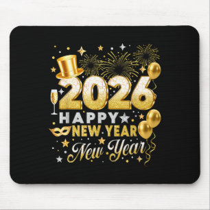 Happy New Year 2026 New Year Party Ballon Family M Mouse Pad