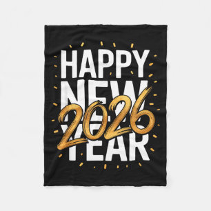 Happy New Year 2026 New Years Eve Fleece Blanket