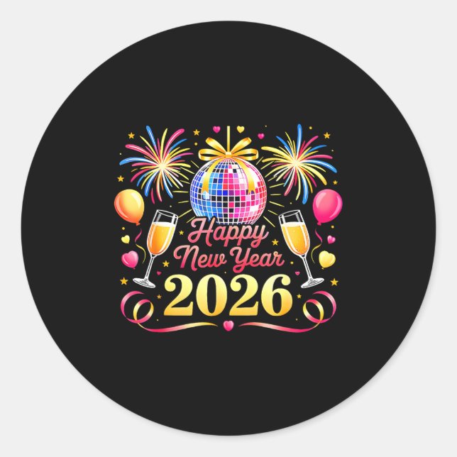 Happy New Year 2026 New Years Eve Party Countdown  Classic Round Sticker (Front)