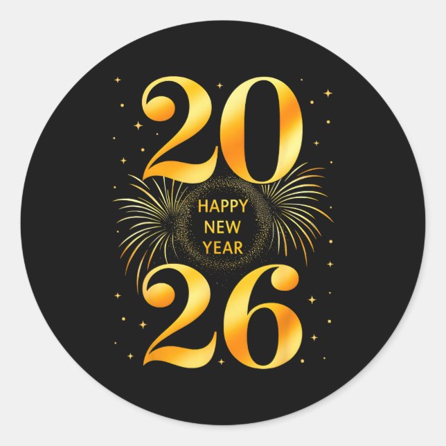 Happy New Year 2026 New Year's Eve Party Countdown Classic Round Sticker (Front)