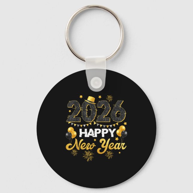 Happy New Year 2026 New Year's Eve Party Countdown Keychain (Front)