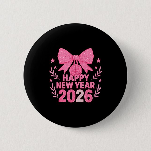 Happy New Year 2026 Nk Bow Coquette Family  2 Inch Round Button (Front)